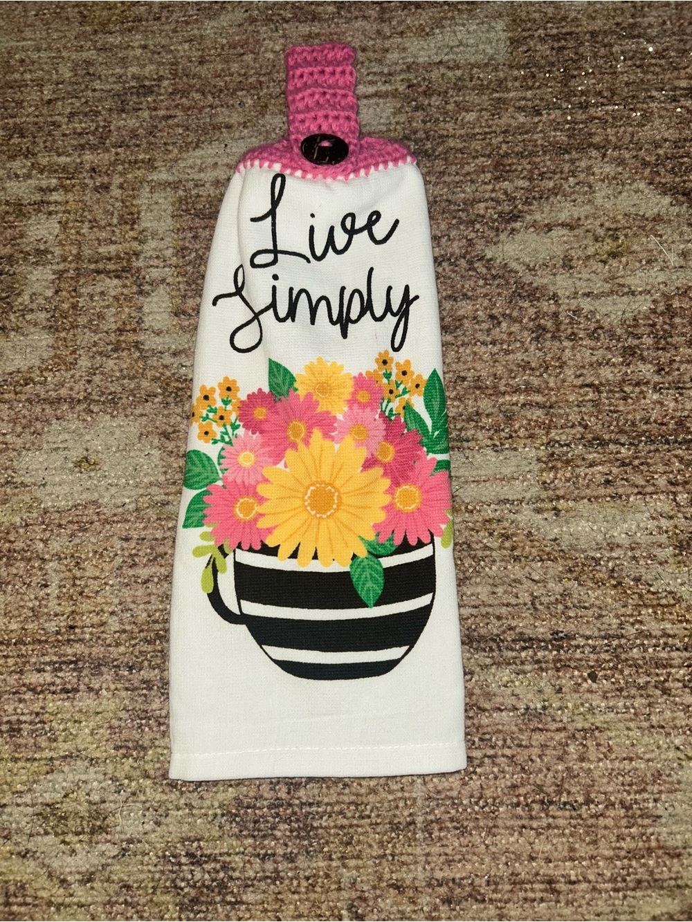 Live Simply Flowers Hanging Towel